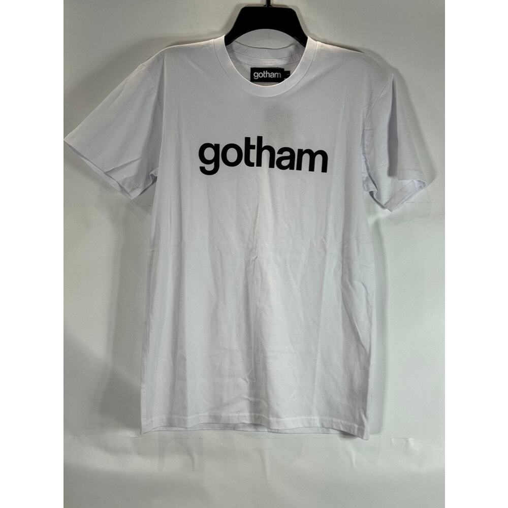 GOTHAM Men's White "Gotham" Logo Short Sleeve Crew Neck T Shirt SZ S